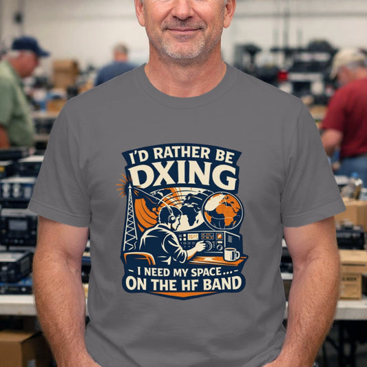 Ham Radio T‑Shirt – "I'd Rather Be DXing" HF Band Amateur Radio Tee