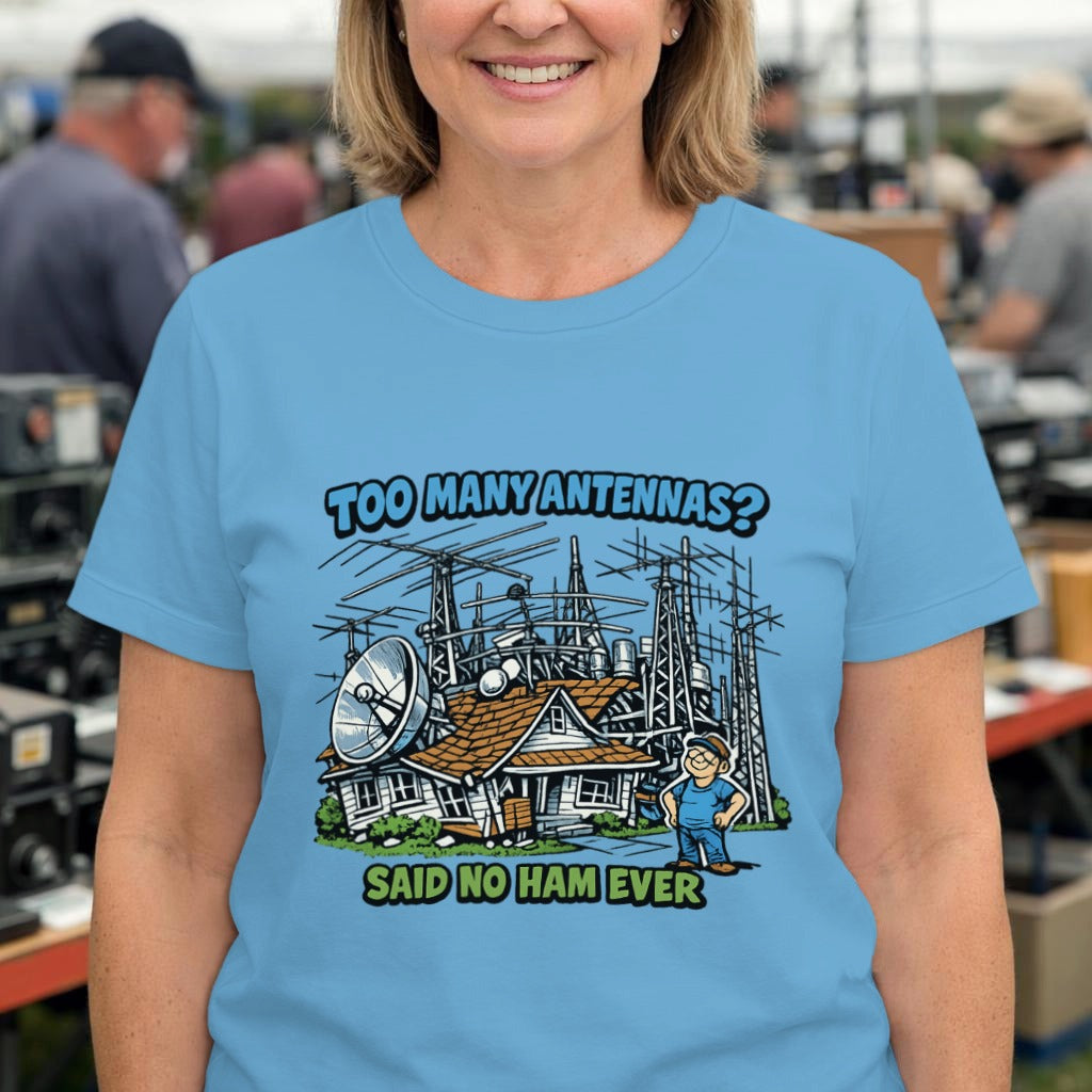 Antenna Builder T-Shirt — “I Build Antennas Because Size Matters!” Ham Radio Technician Tee