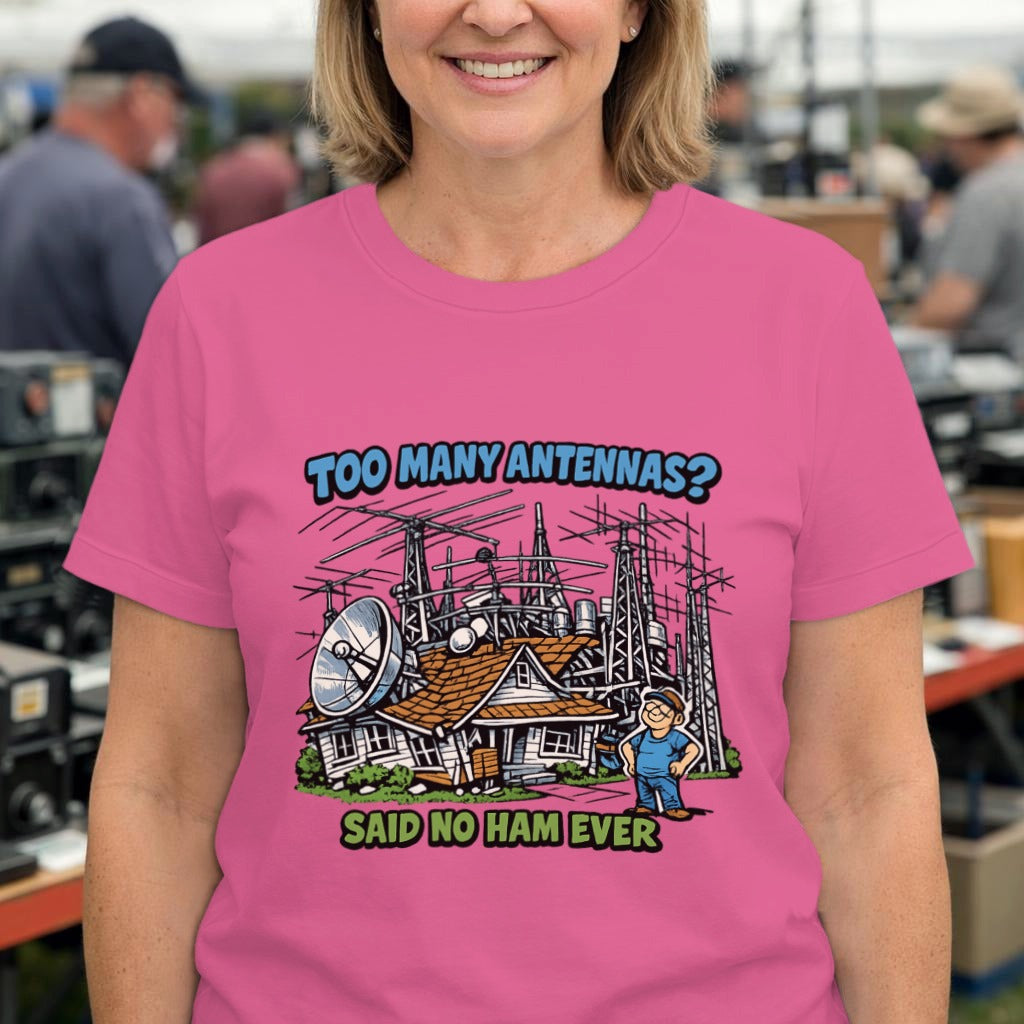 Antenna Builder T-Shirt — “I Build Antennas Because Size Matters!” Ham Radio Technician Tee