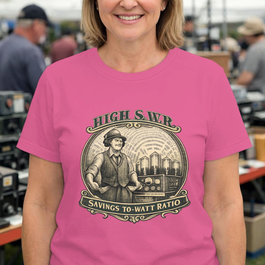 High S.W.R. Tee — "Savings To-Watt Ratio" Vintage Radio Engineer T-Shirt