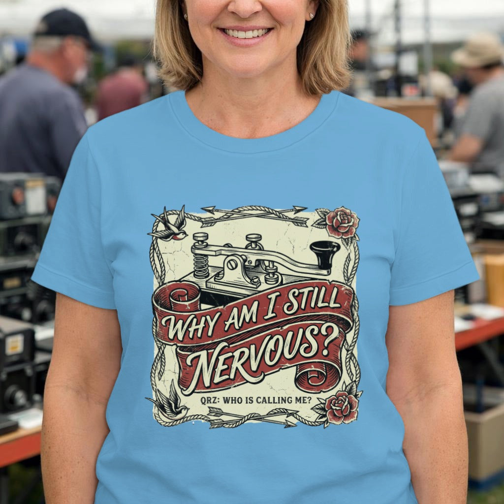 T-Shirt — "Why Am I Still Nervous?" Vintage Tattoo Camera Graphic Tee