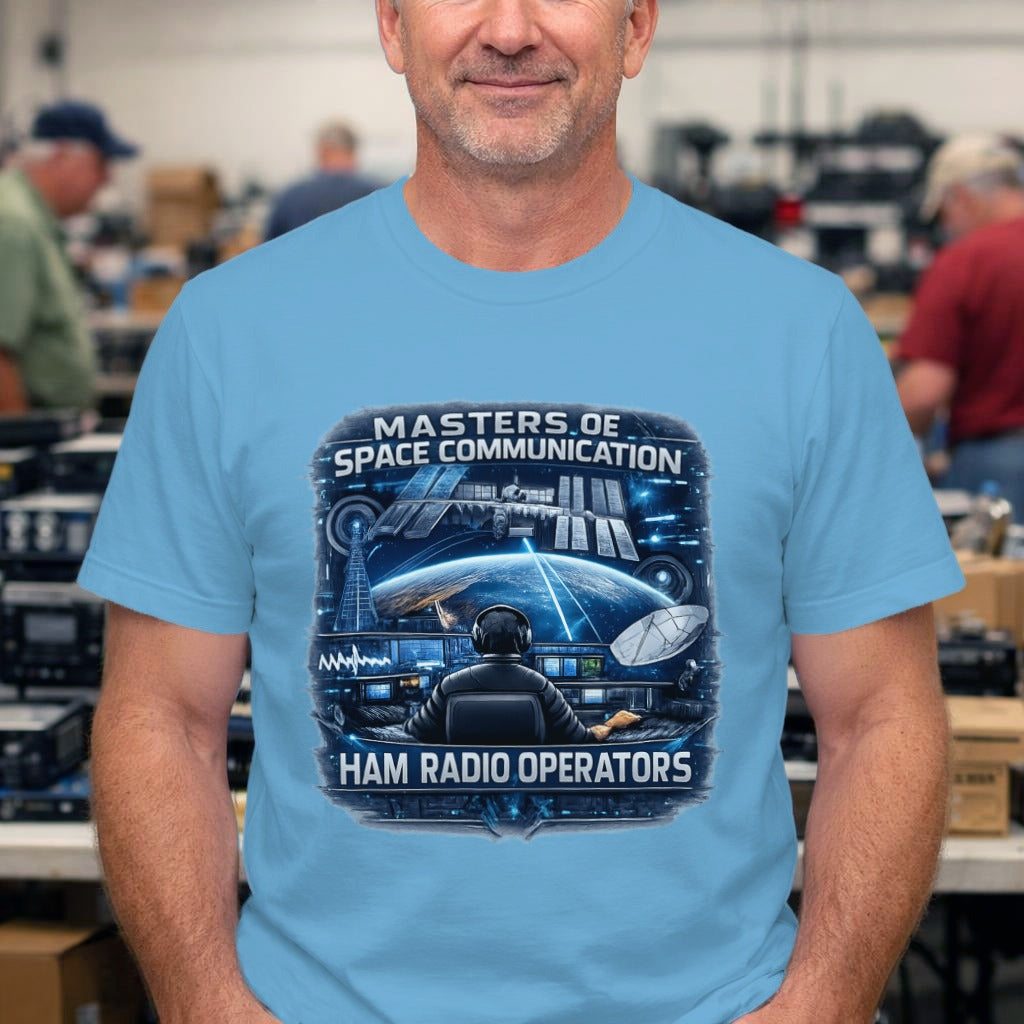Ham Radio Operators T‑Shirt — "Masters of Space Communication" Retro Space Radio Tee