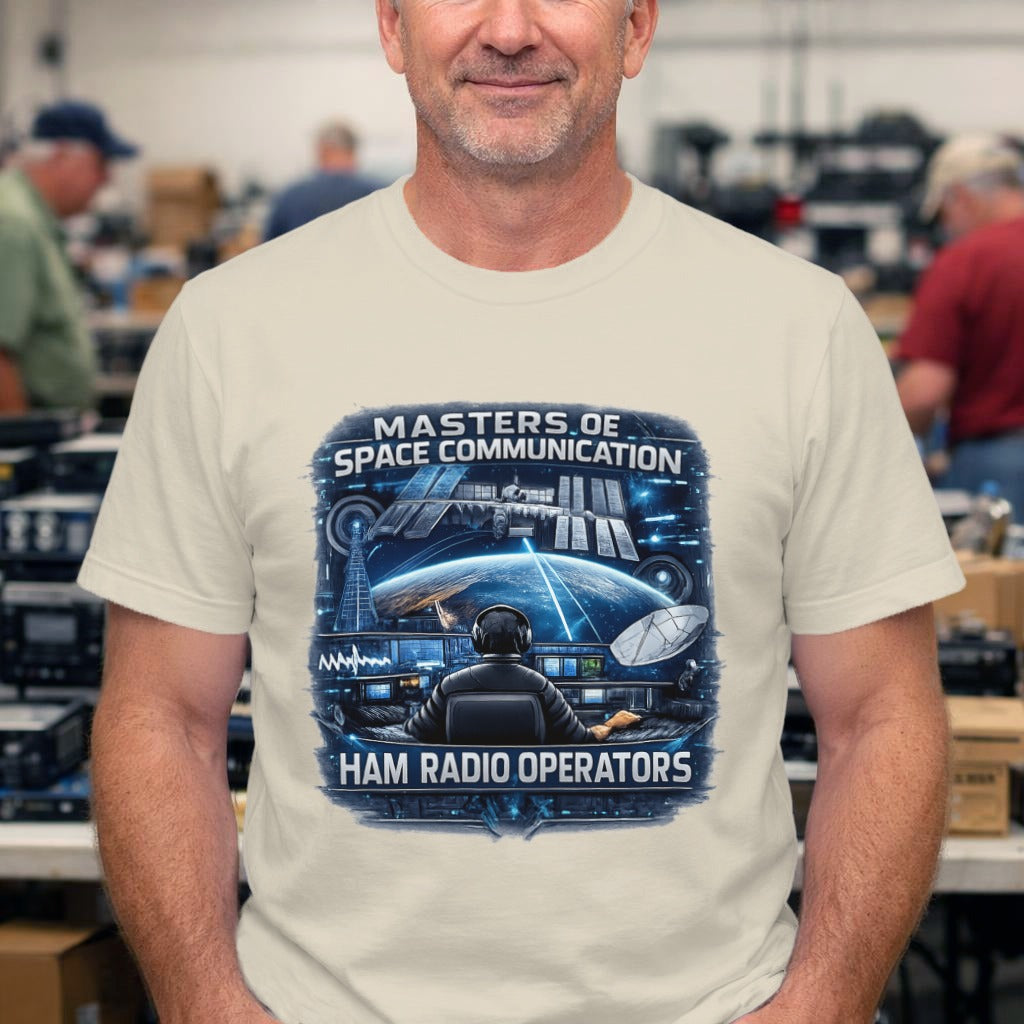 Ham Radio Operators T‑Shirt — "Masters of Space Communication" Retro Space Radio Tee