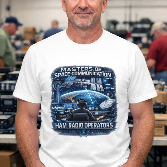 Ham Radio Operators T‑Shirt — "Masters of Space Communication" Retro Space Radio Tee