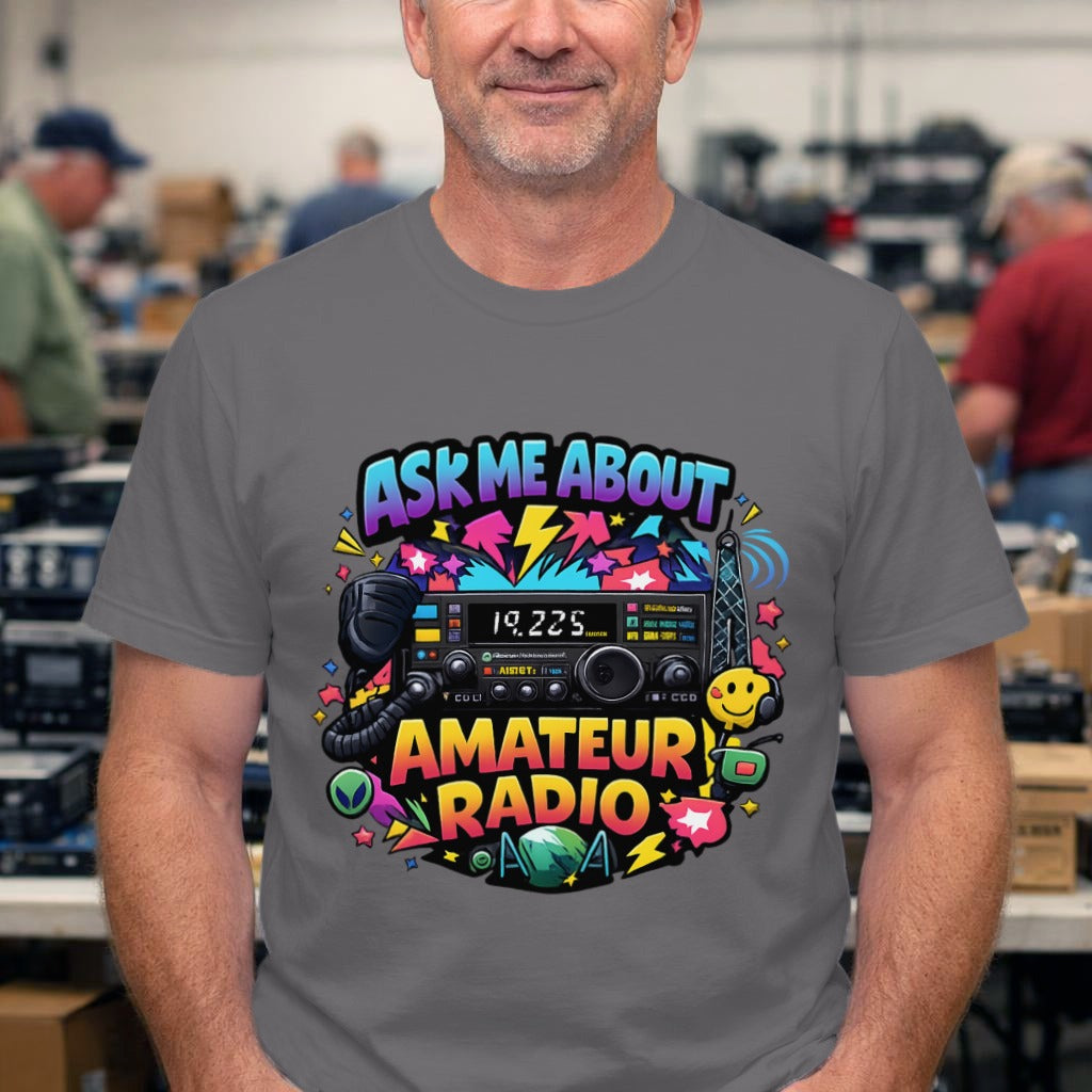 Tee — "Ask Me About Amateur Radio" Vintage Ham Radio Graphic