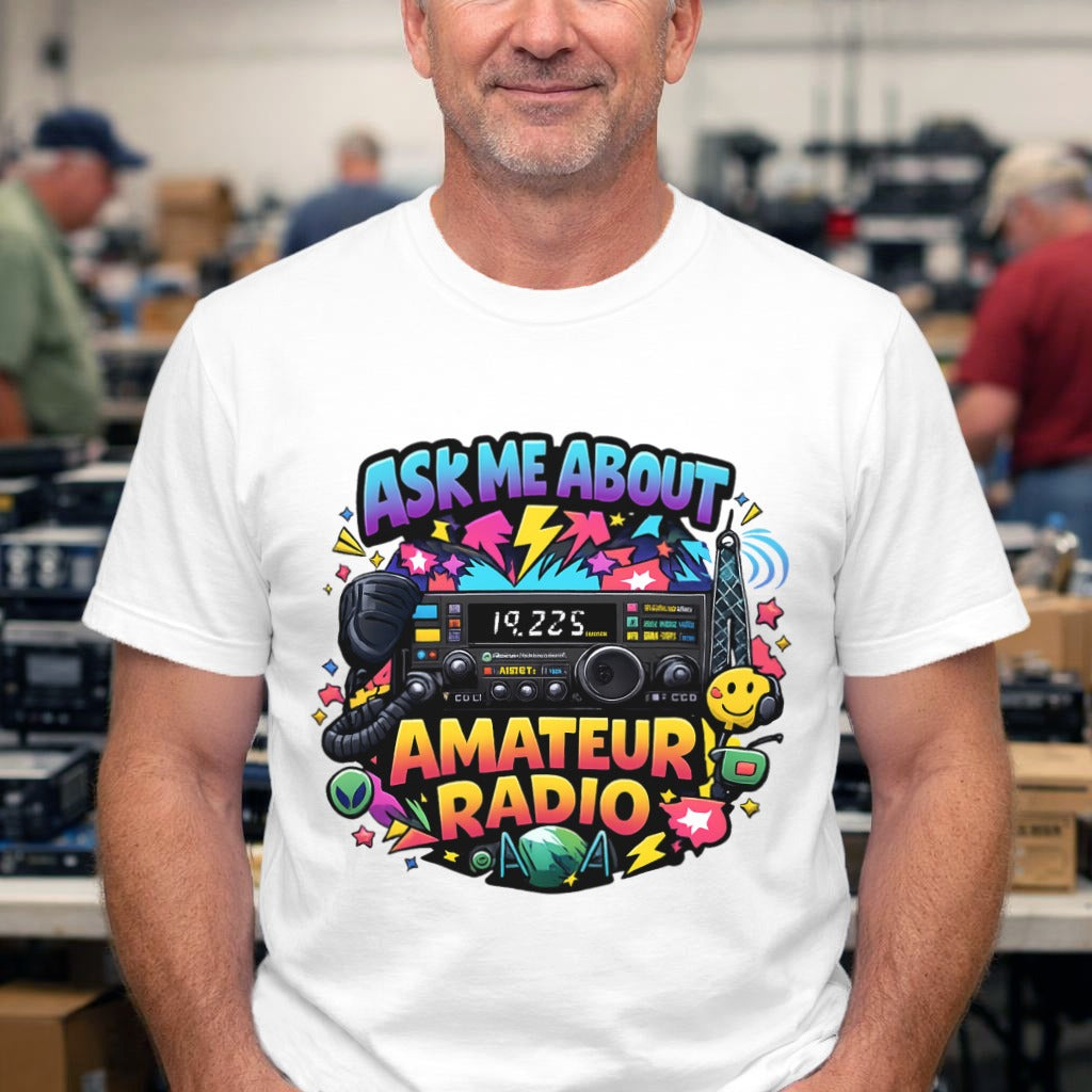 Tee — "Ask Me About Amateur Radio" Vintage Ham Radio Graphic