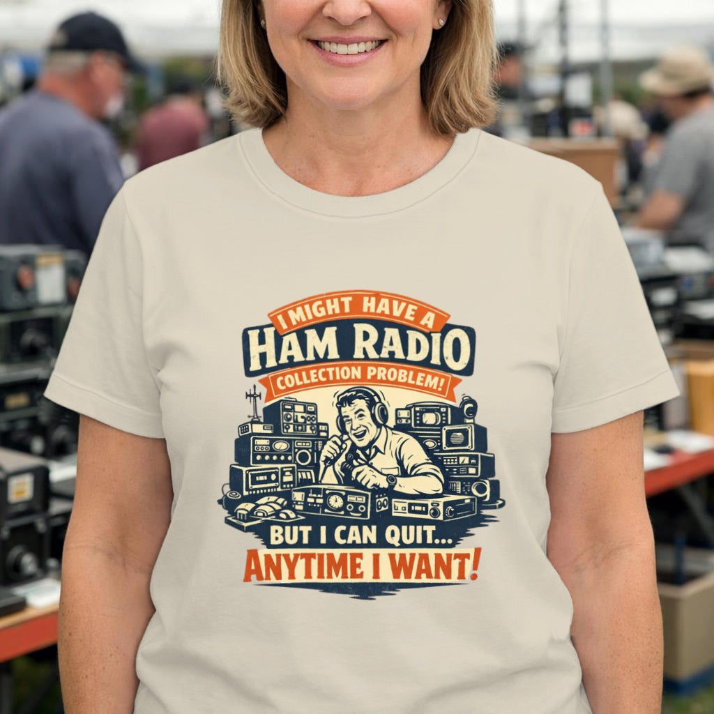 Ham Radio T-Shirt – "Might Have a Ham Radio Collection Problem But I Can Quit Anytime I Want" Vintage Radio Tee