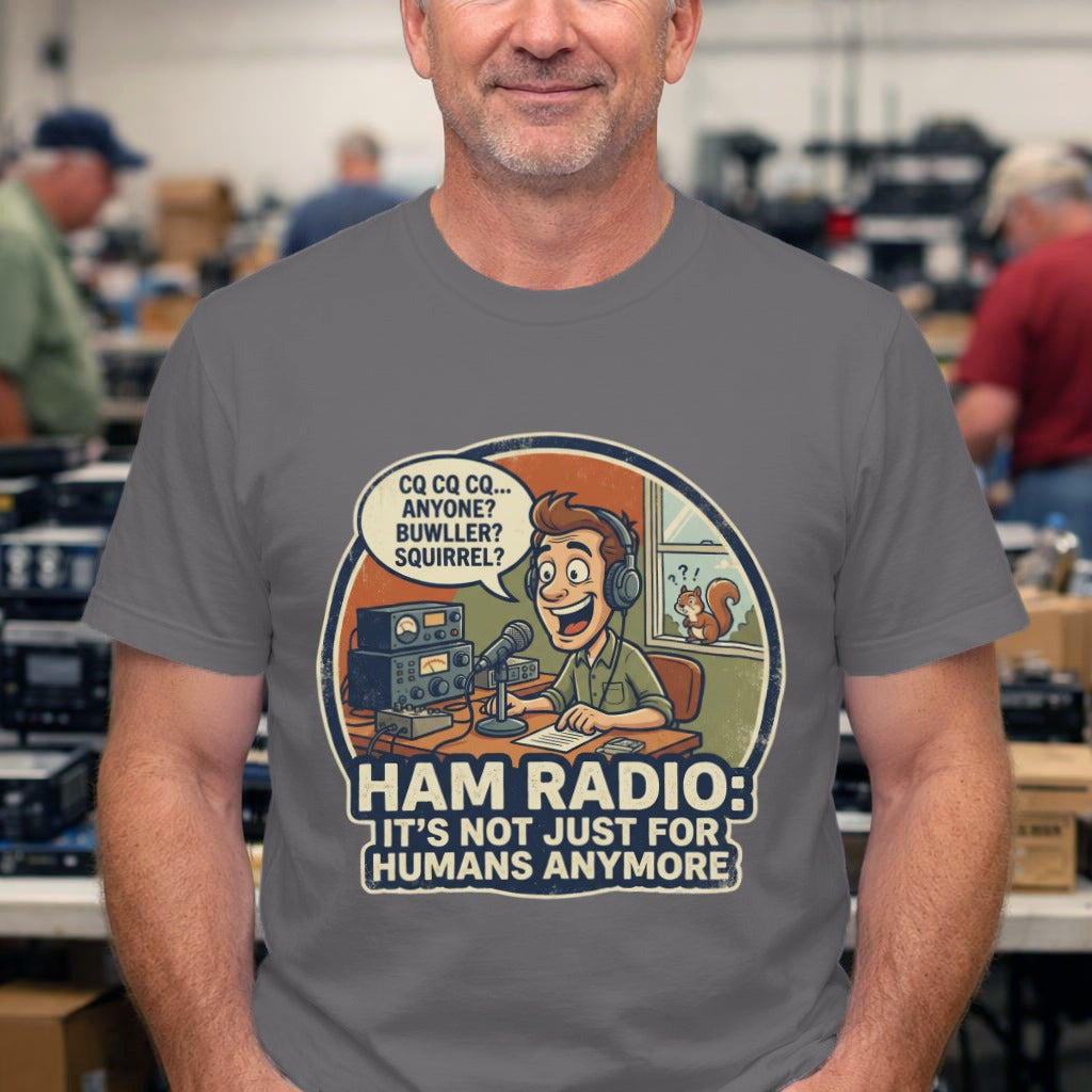 Ham Radio T-Shirt — "Ham Radio: It's Not Just for Humans Anymore" Retro Cartoon Tee
