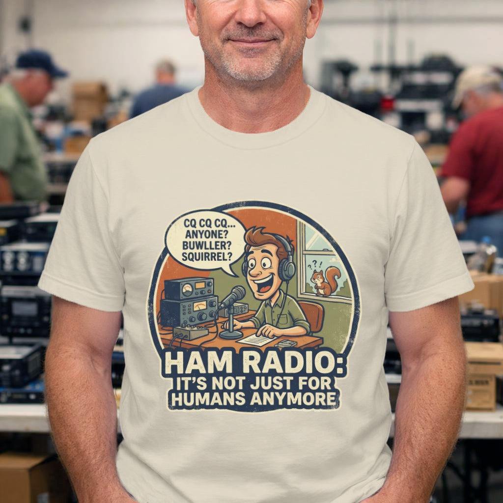 Ham Radio T-Shirt — "Ham Radio: It's Not Just for Humans Anymore" Retro Cartoon Tee
