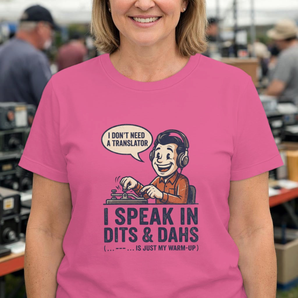 Morse Code T-Shirt — "I Speak in Dits & Dahs" Retro Radio Operator Tee