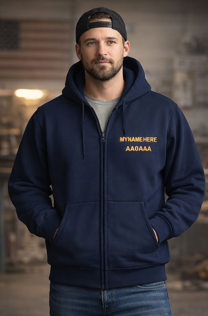 Name/Call Sign Embroidered Duck Cloth Work Jacket – Hooded Zip-Up Workwear