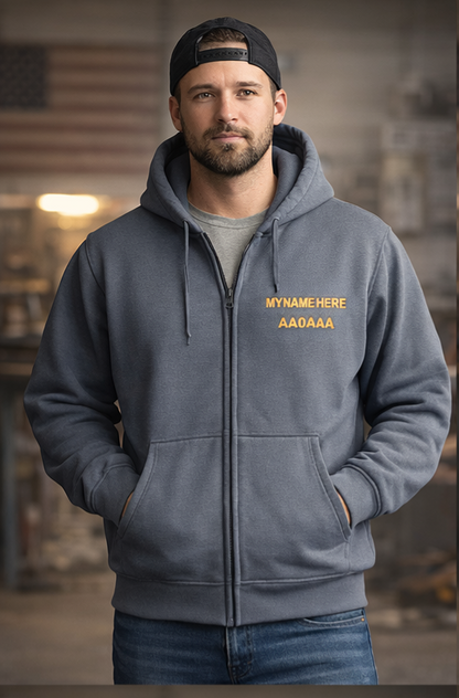 Name/Call Sign Embroidered Duck Cloth Work Jacket – Hooded Zip-Up Workwear