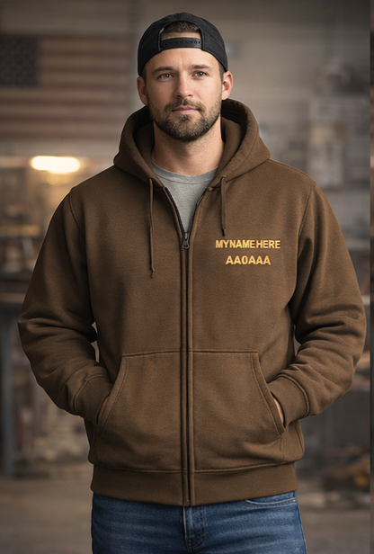 Name/Call Sign Embroidered Duck Cloth Work Jacket – Hooded Zip-Up Workwear