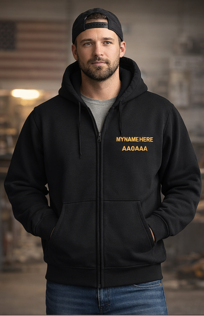 Name/Call Sign Embroidered Duck Cloth Work Jacket – Hooded Zip-Up Workwear