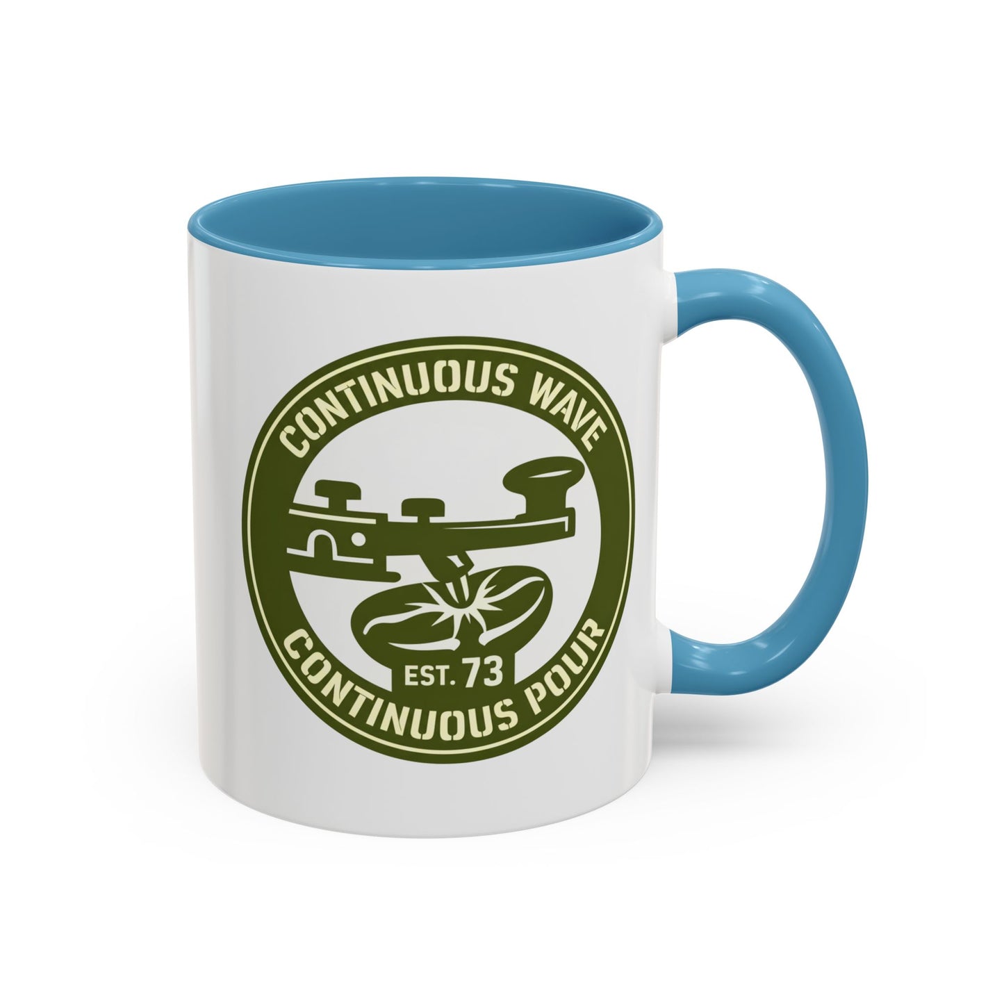 Coffee Mug — Continuous Wave Continuous Pour Vintage Surf Coffee Logo (11/15oz Accent)