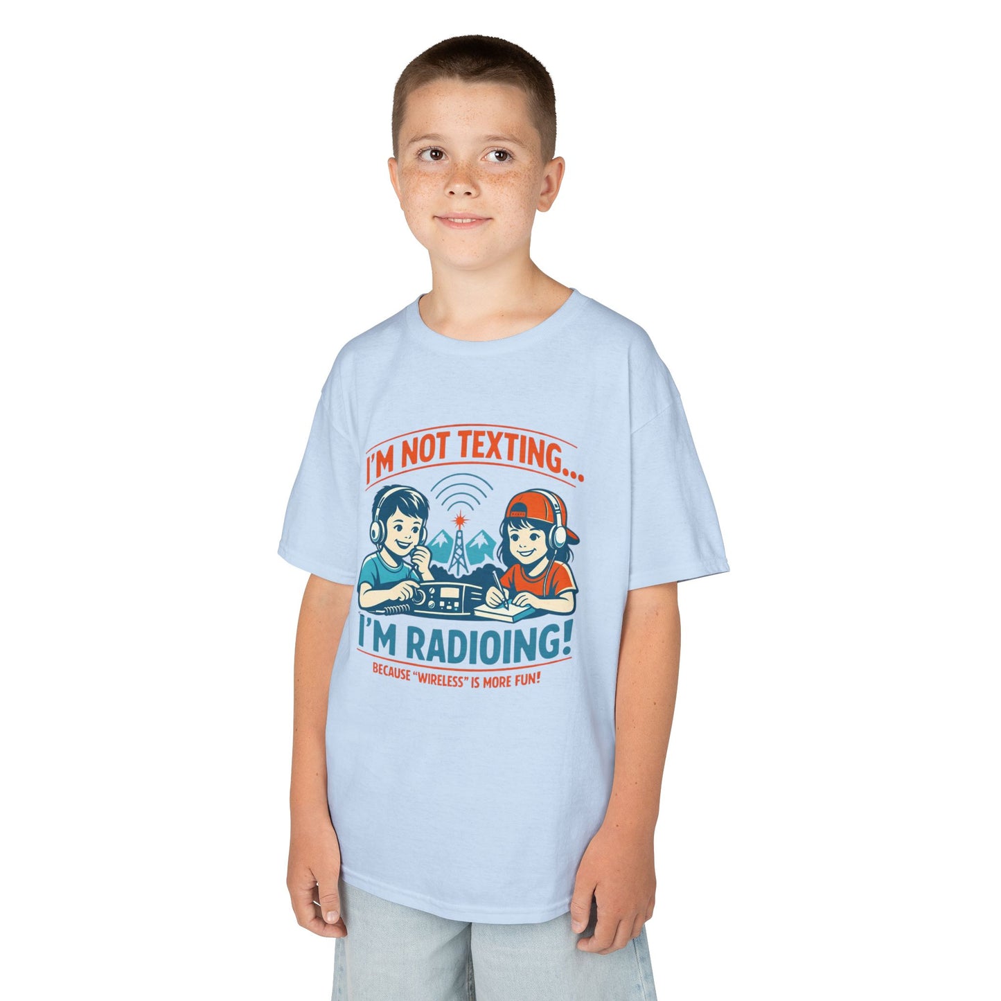 Kids Tee — "I'm Not Texting... I'm Radioing!" Retro Kids Ham Radio T-Shirt
