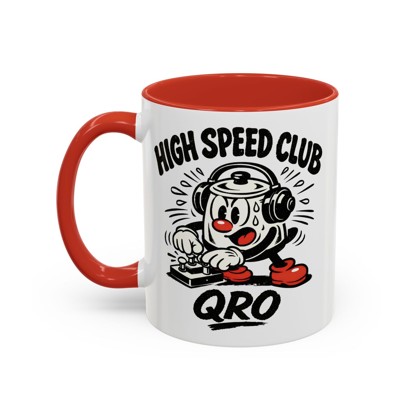 High Speed Club Accent Ham Coffee Mug — Retro DJ Cartoon 11/15oz