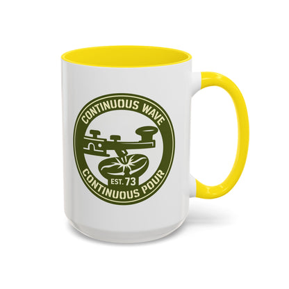Coffee Mug — Continuous Wave Continuous Pour Vintage Surf Coffee Logo (11/15oz Accent)