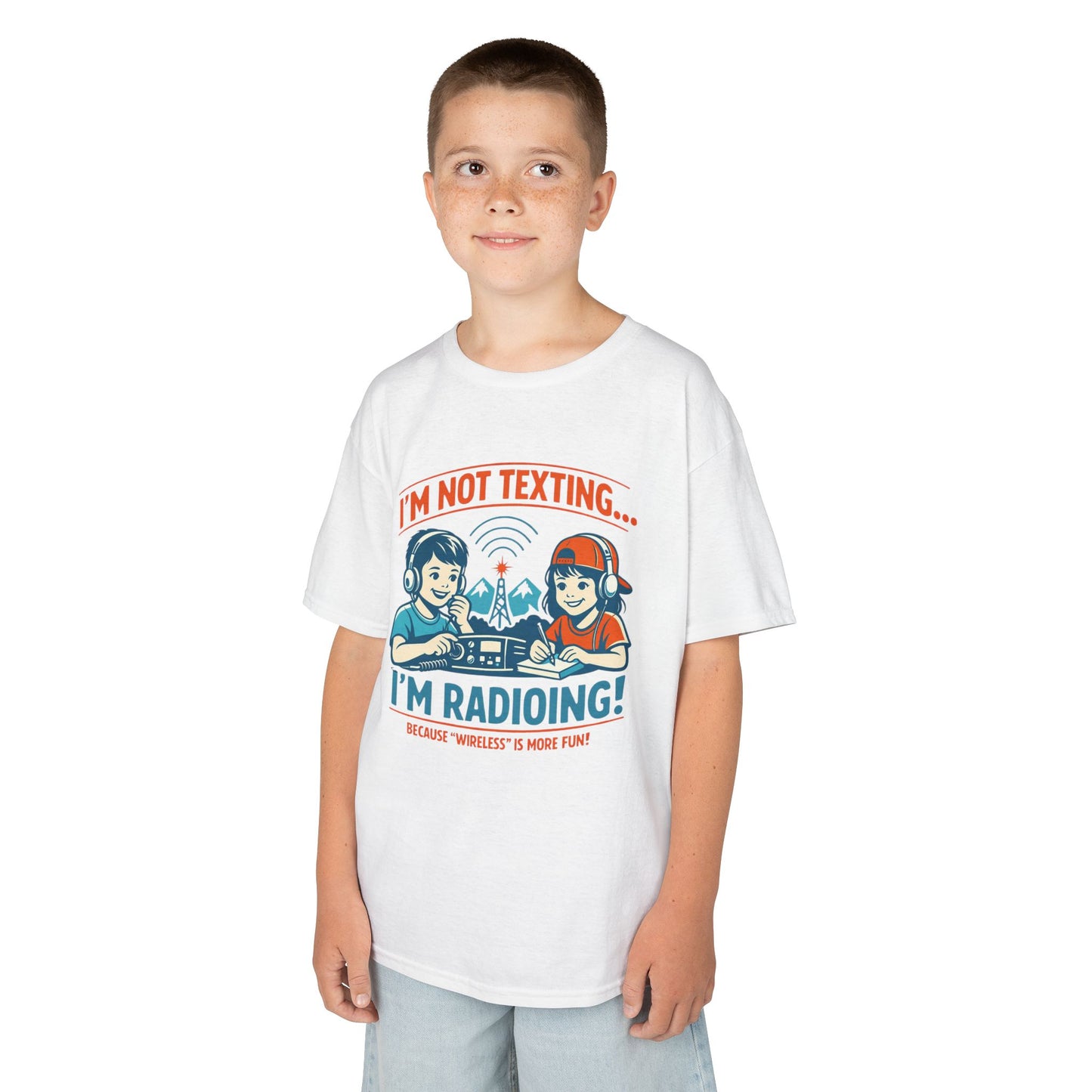 Kids Tee — "I'm Not Texting... I'm Radioing!" Retro Kids Ham Radio T-Shirt