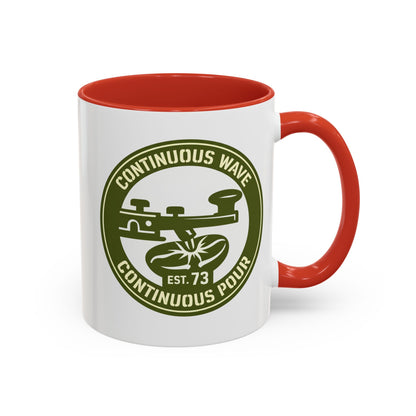 Coffee Mug — Continuous Wave Continuous Pour Vintage Surf Coffee Logo (11/15oz Accent)