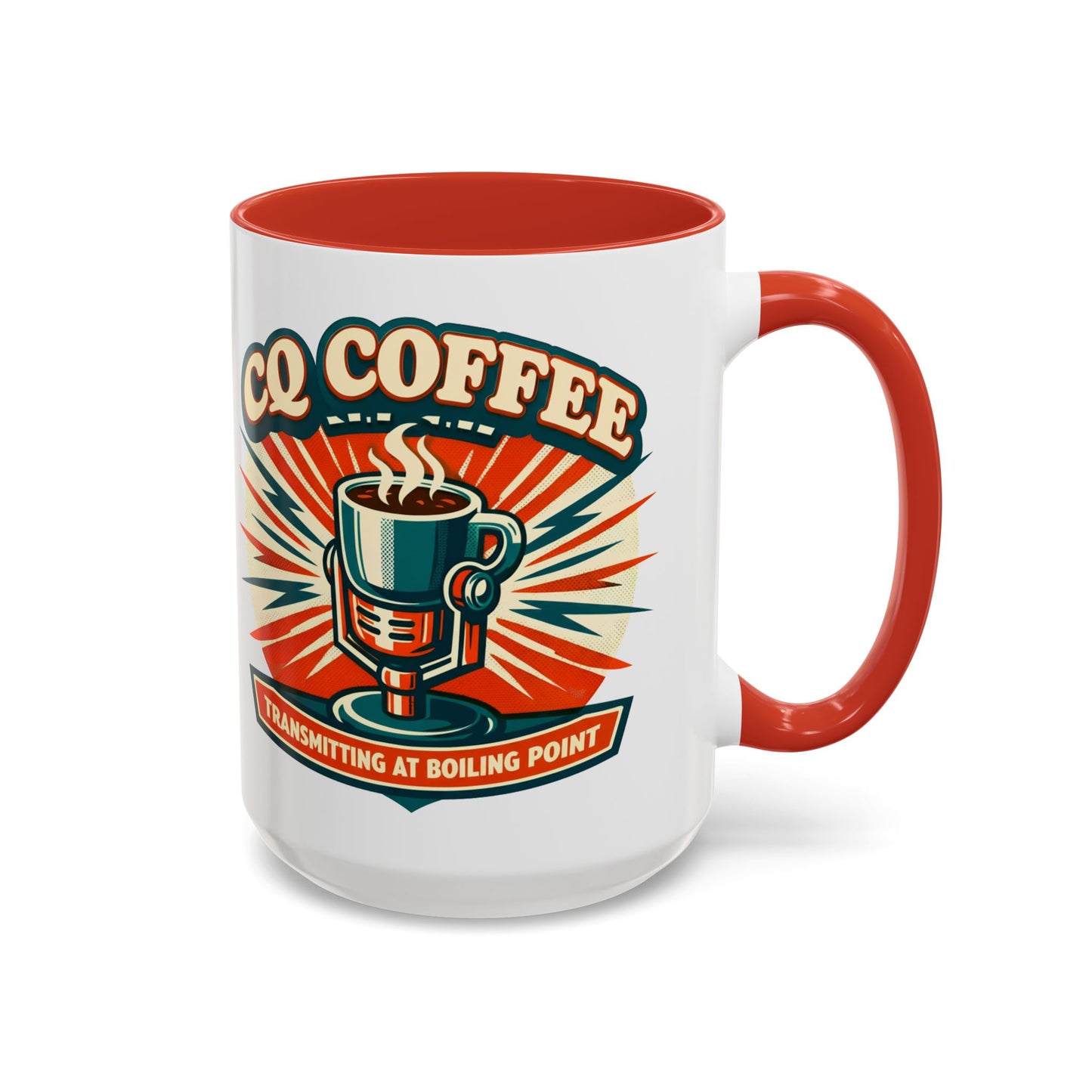 Coffee Mug - CQ Coffee "Transmitting at Boiling Point" Retro Accent Mug