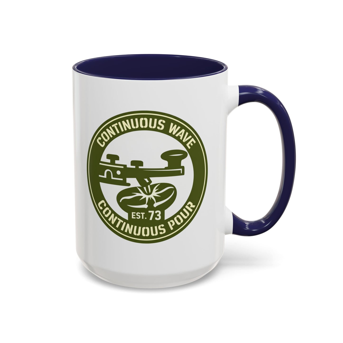 Coffee Mug — Continuous Wave Continuous Pour Vintage Surf Coffee Logo (11/15oz Accent)