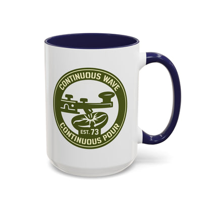 Coffee Mug — Continuous Wave Continuous Pour Vintage Surf Coffee Logo (11/15oz Accent)