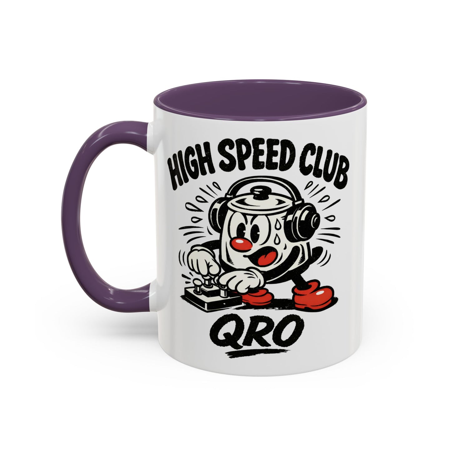 High Speed Club Accent Ham Coffee Mug — Retro DJ Cartoon 11/15oz