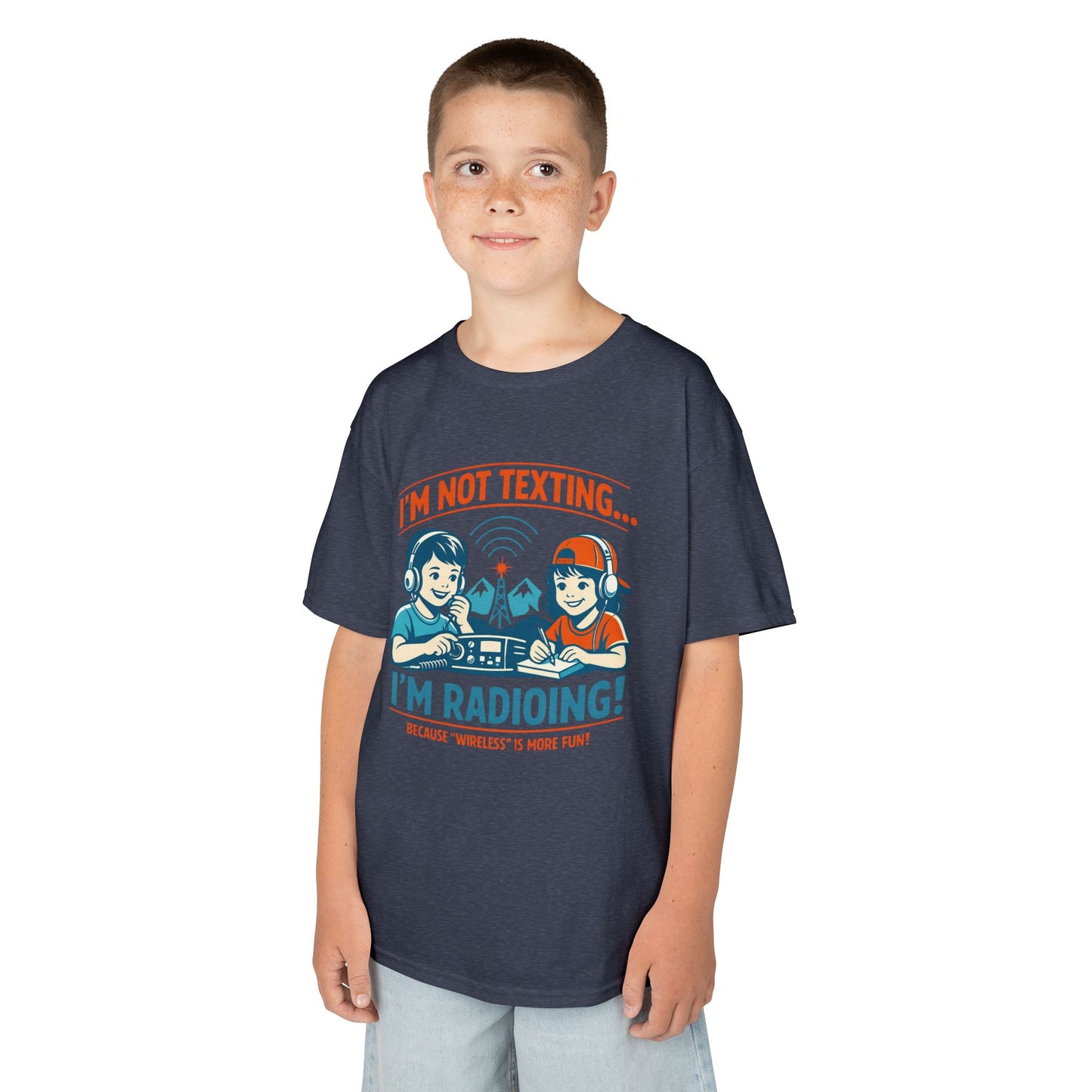 Kids Tee — "I'm Not Texting... I'm Radioing!" Retro Kids Ham Radio T-Shirt