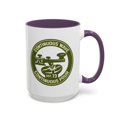 Coffee Mug — Continuous Wave Continuous Pour Vintage Surf Coffee Logo (11/15oz Accent)