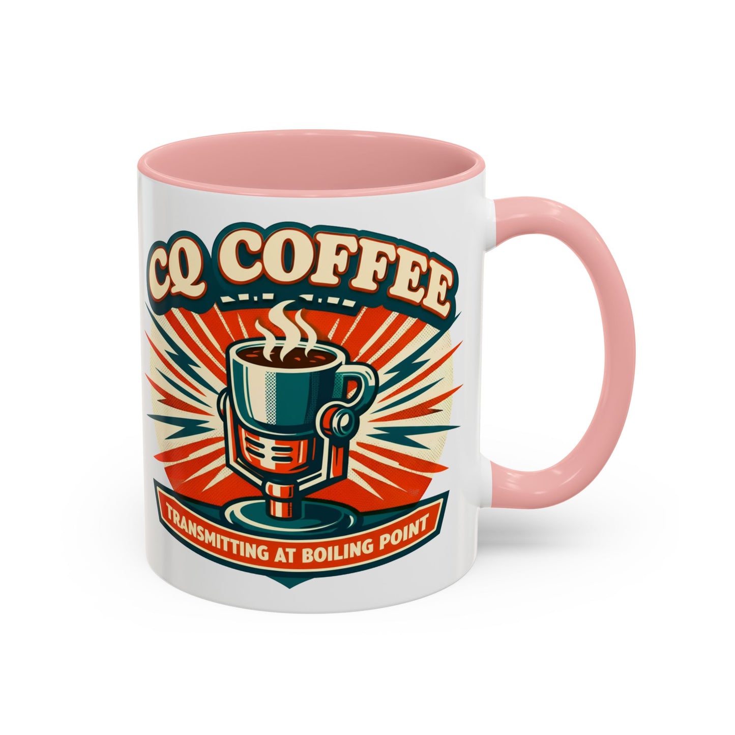 Coffee Mug - CQ Coffee "Transmitting at Boiling Point" Retro Accent Mug