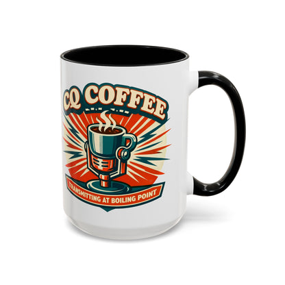 Coffee Mug - CQ Coffee "Transmitting at Boiling Point" Retro Accent Mug