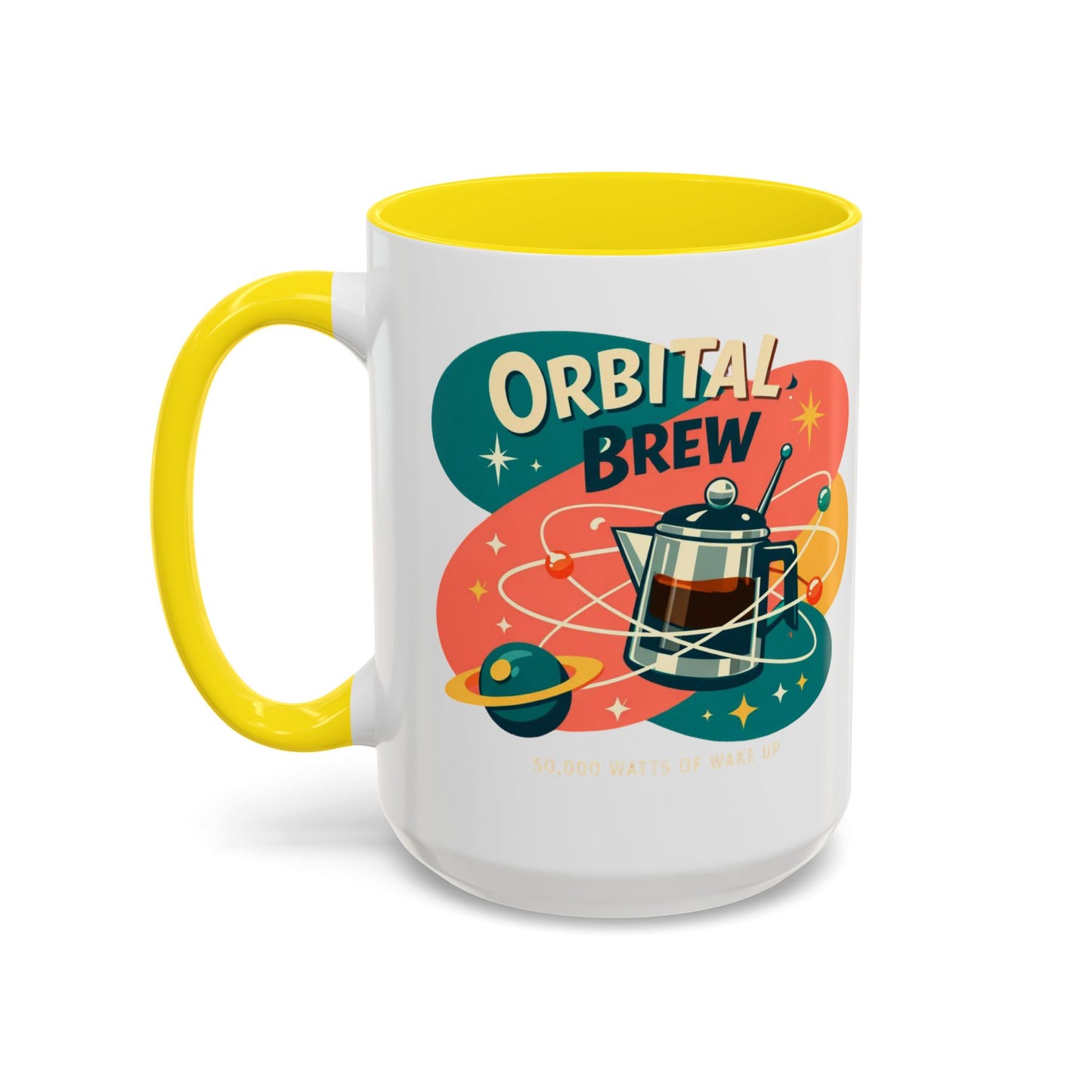 Orbital Brew Coffee Mug - Retro Space Coffee Pot Accent Mug (11/15oz)