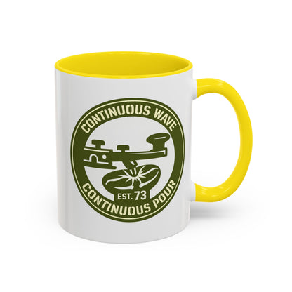Coffee Mug — Continuous Wave Continuous Pour Vintage Surf Coffee Logo (11/15oz Accent)