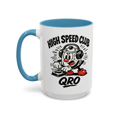 High Speed Club Accent Ham Coffee Mug — Retro DJ Cartoon 11/15oz