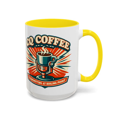 Coffee Mug - CQ Coffee "Transmitting at Boiling Point" Retro Accent Mug