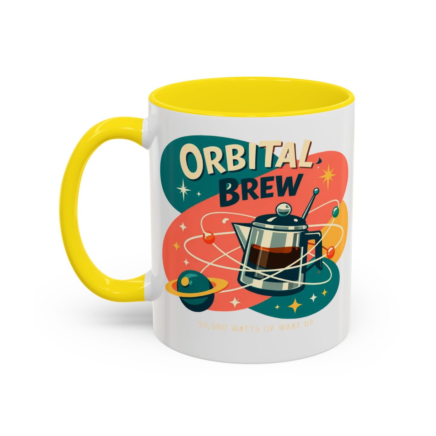 Orbital Brew Coffee Mug - Retro Space Coffee Pot Accent Mug (11/15oz)