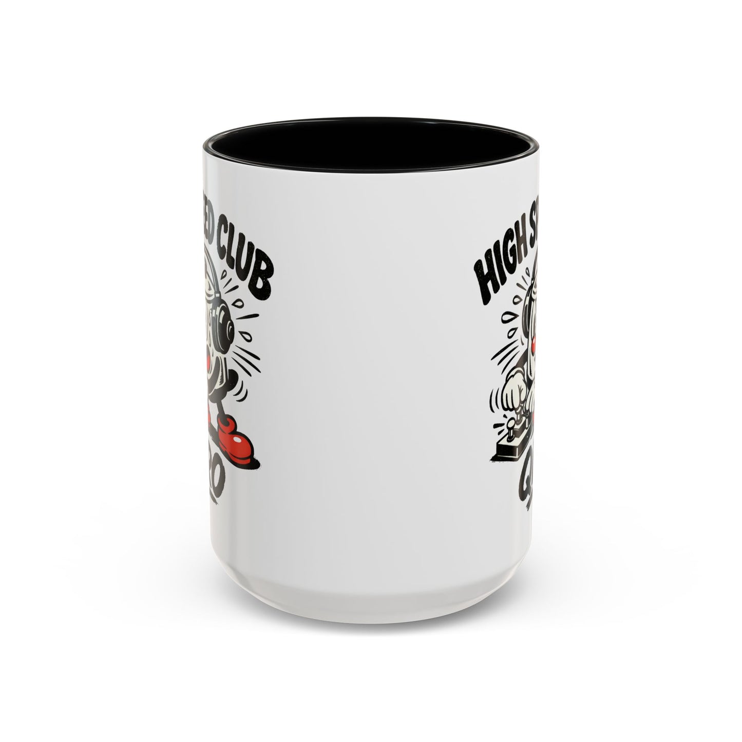 High Speed Club Accent Ham Coffee Mug — Retro DJ Cartoon 11/15oz