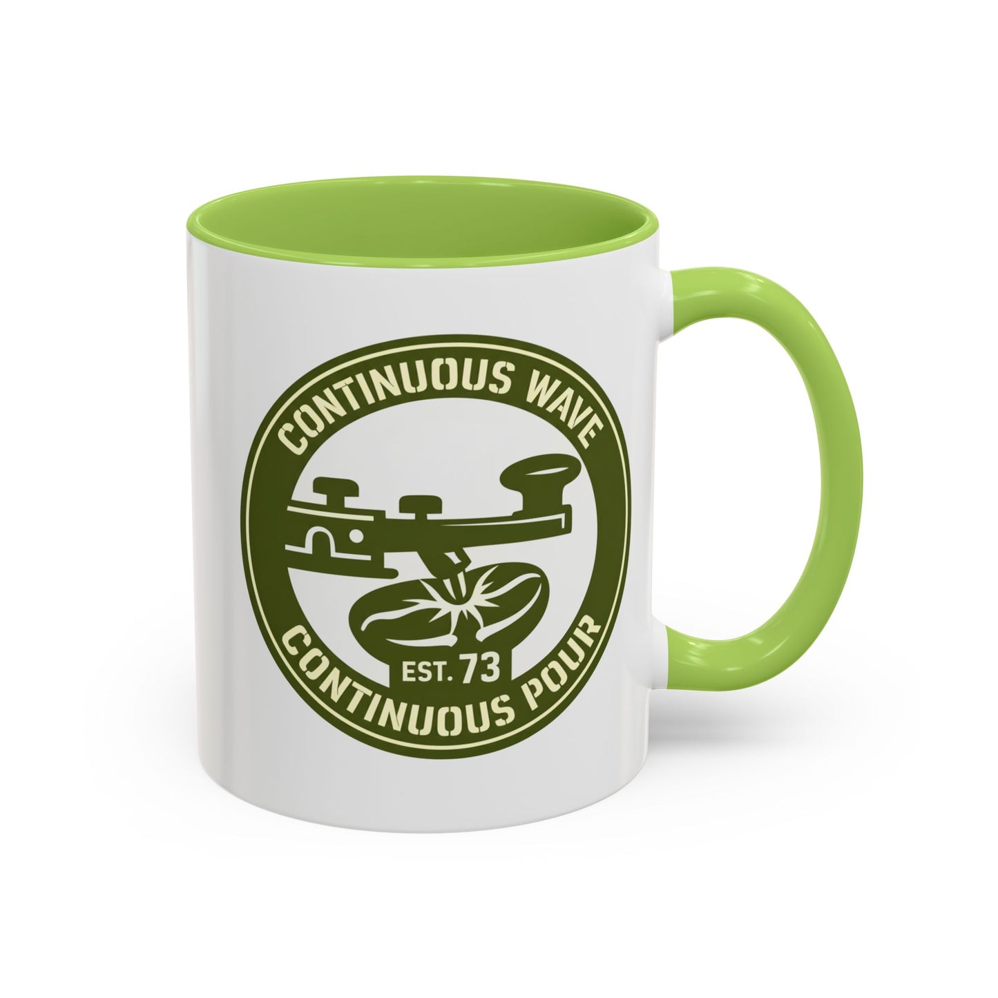 Coffee Mug — Continuous Wave Continuous Pour Vintage Surf Coffee Logo (11/15oz Accent)