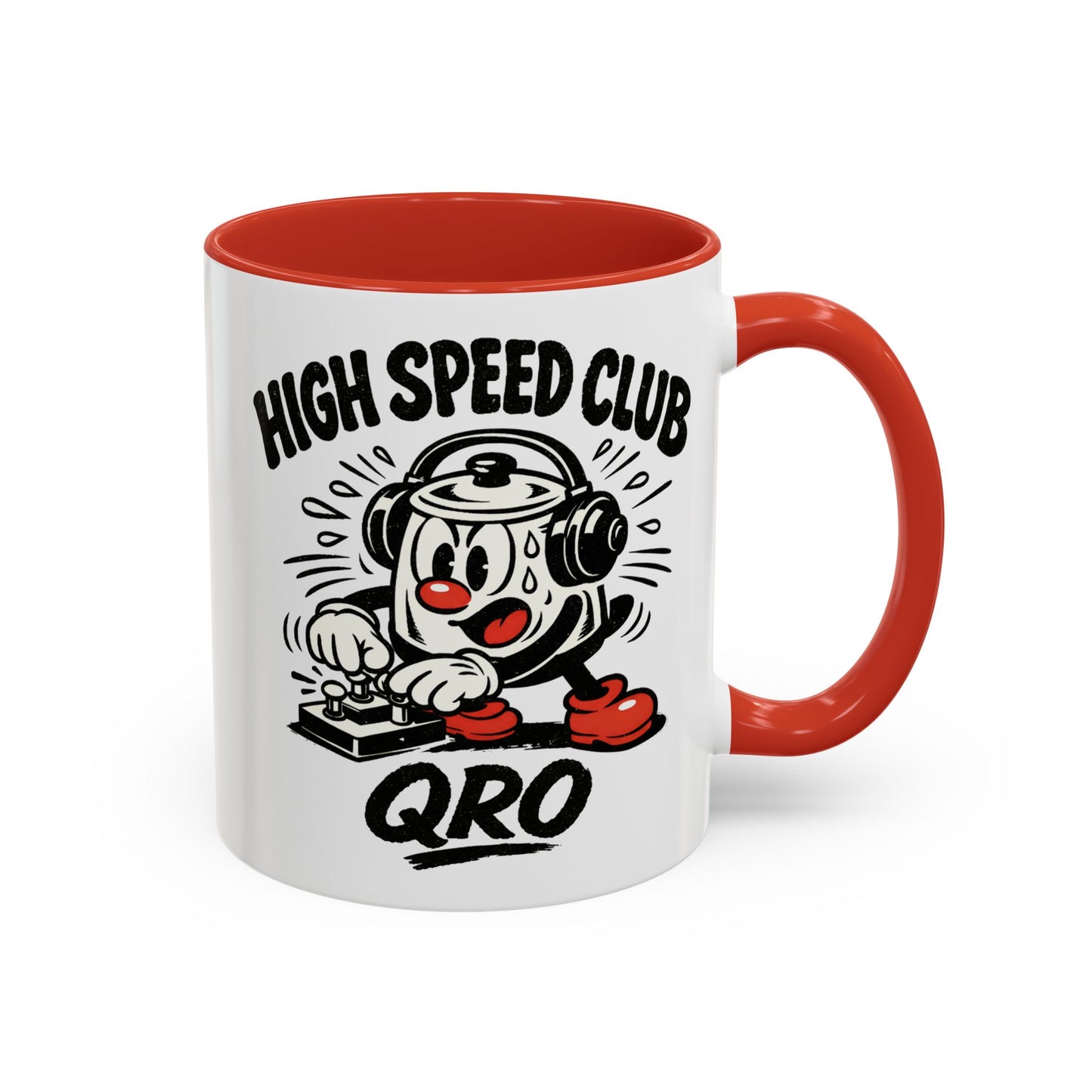 High Speed Club Accent Ham Coffee Mug — Retro DJ Cartoon 11/15oz