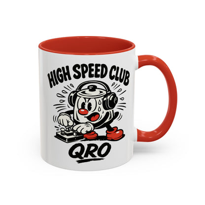 High Speed Club Accent Ham Coffee Mug — Retro DJ Cartoon 11/15oz