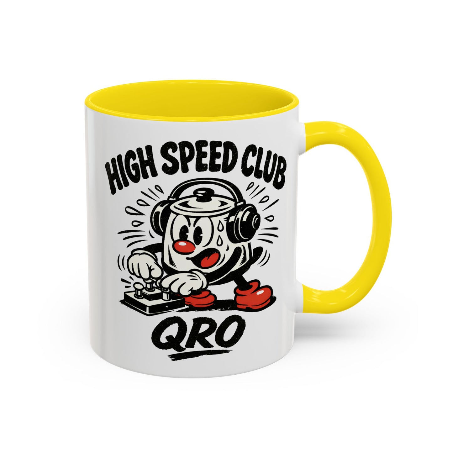 High Speed Club Accent Ham Coffee Mug — Retro DJ Cartoon 11/15oz