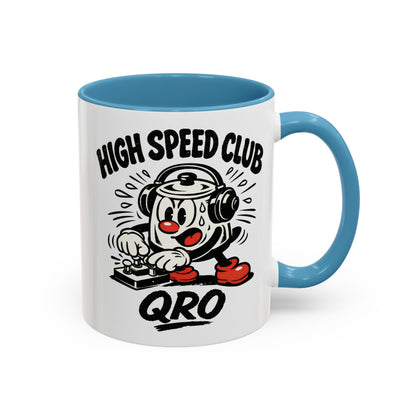 High Speed Club Accent Ham Coffee Mug — Retro DJ Cartoon 11/15oz