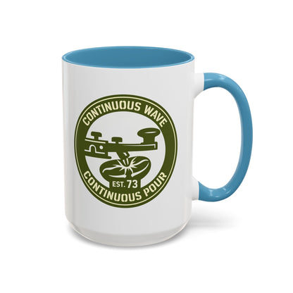 Coffee Mug — Continuous Wave Continuous Pour Vintage Surf Coffee Logo (11/15oz Accent)