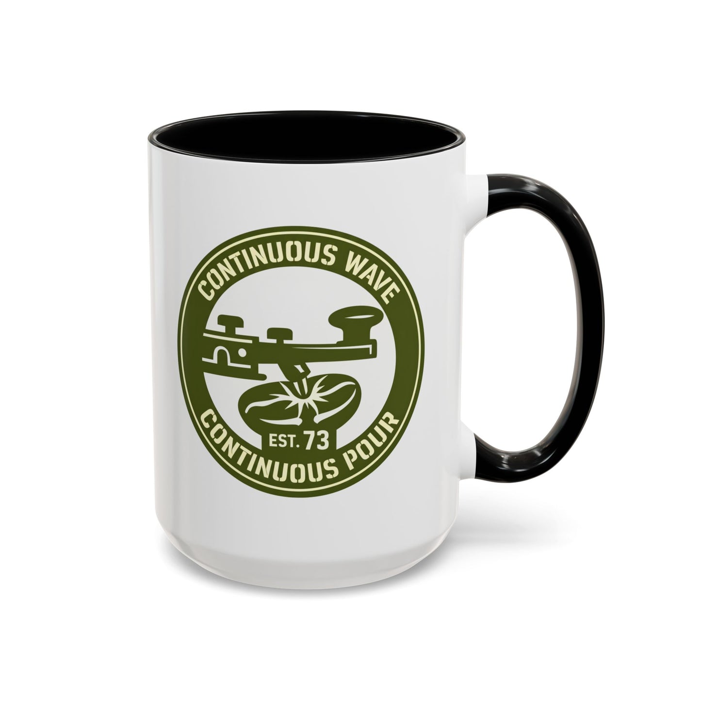 Coffee Mug — Continuous Wave Continuous Pour Vintage Surf Coffee Logo (11/15oz Accent)