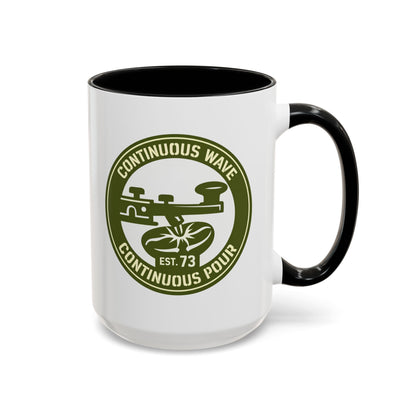 Coffee Mug — Continuous Wave Continuous Pour Vintage Surf Coffee Logo (11/15oz Accent)
