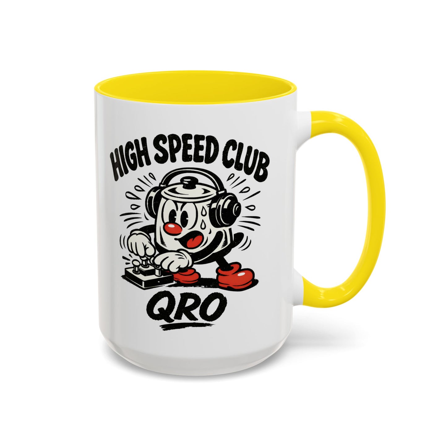 High Speed Club Accent Ham Coffee Mug — Retro DJ Cartoon 11/15oz