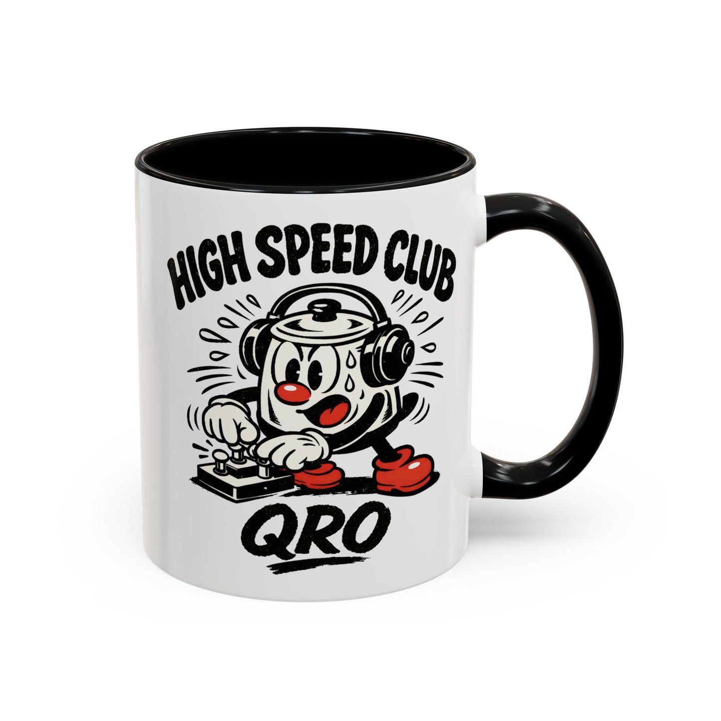 High Speed Club Accent Ham Coffee Mug — Retro DJ Cartoon 11/15oz