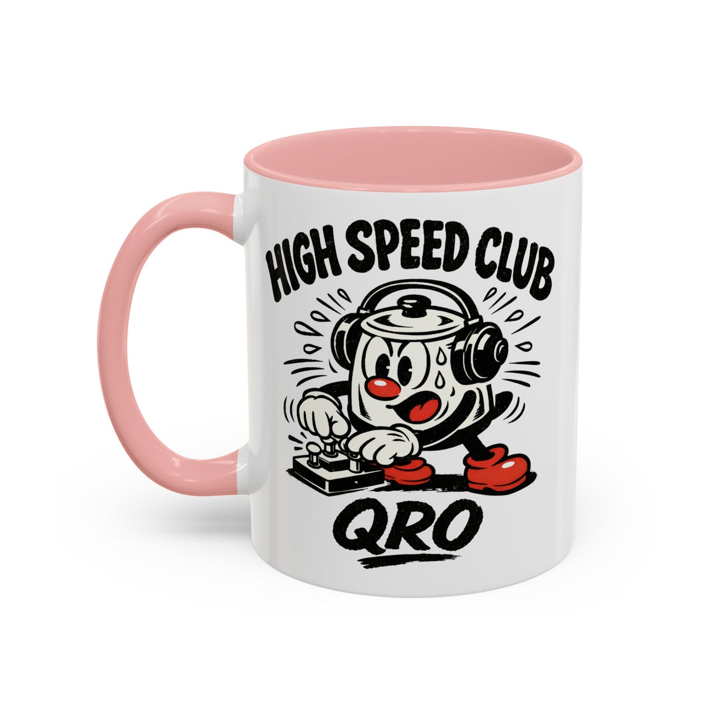 High Speed Club Accent Ham Coffee Mug — Retro DJ Cartoon 11/15oz