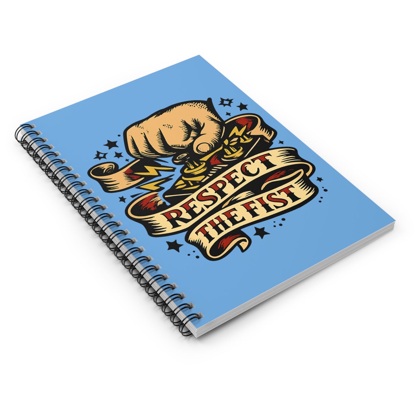 Spiral Notebook — "Respect The Fist" Retro Tattoo Art For Copying CW, Etc.
